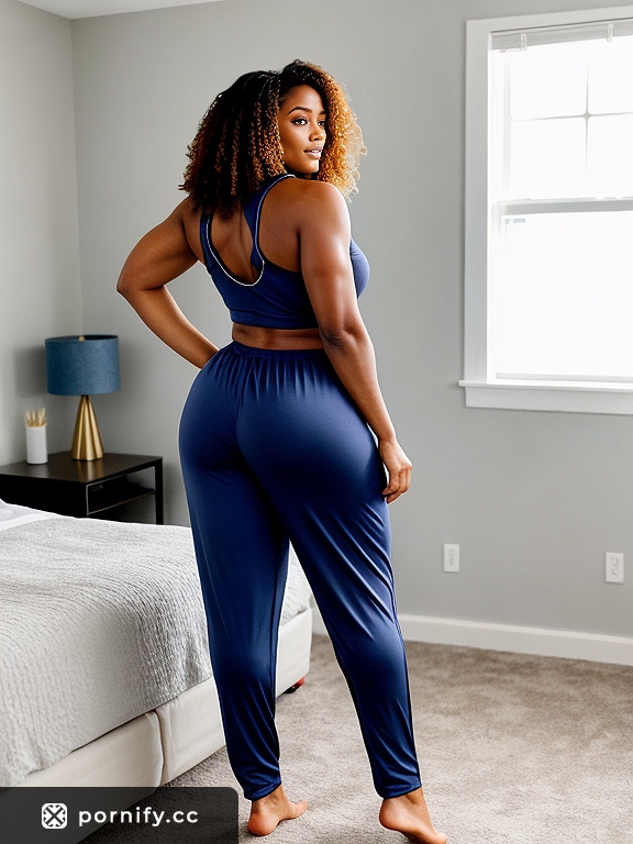 Ebony Muscle Back View in Pyjamas 💪🏿🔥