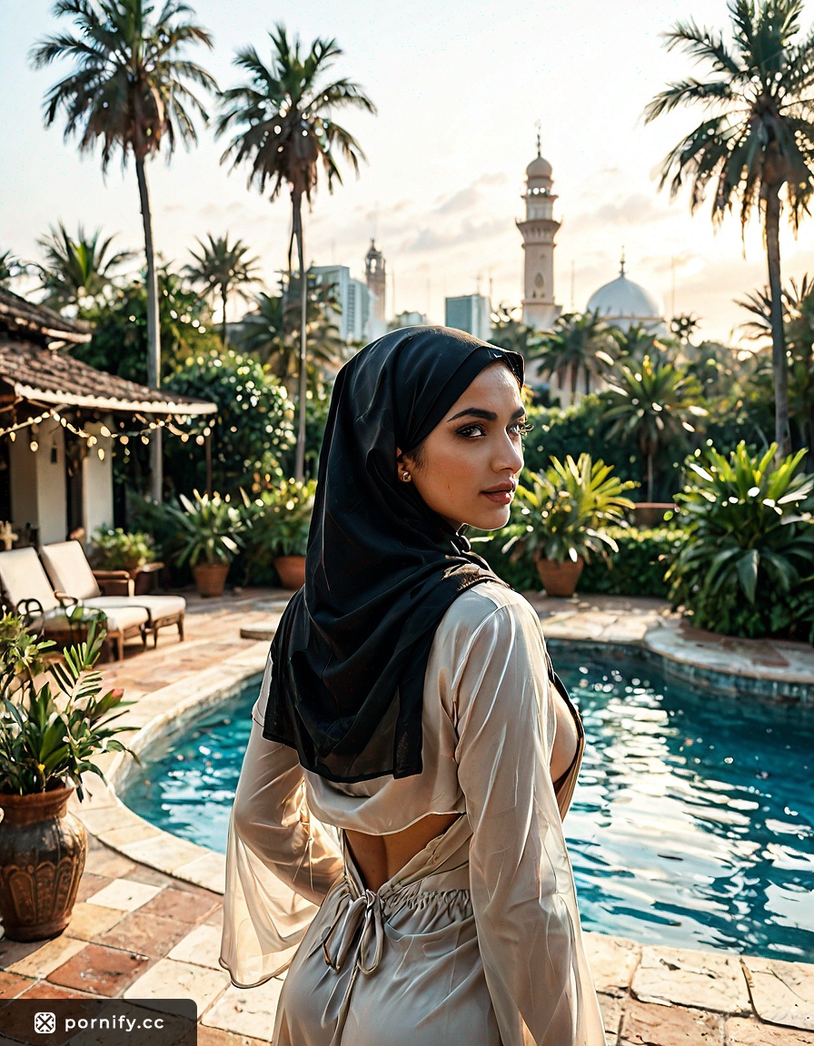 Curvy Hijab Babe Back View 🌆🔥