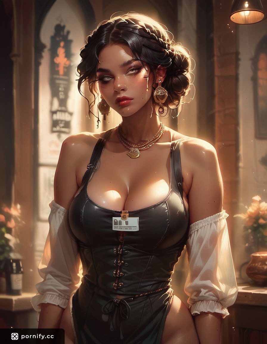 Ebony Barista Back View - Curvy AI Hentai Art 🌟