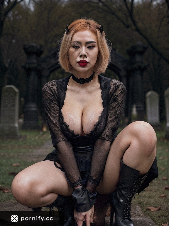 Goth Asian Cumshot - Blonde Bedroom Scene 💦🖤
