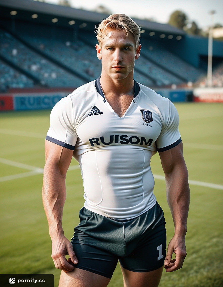 Rugby Hunk: Hyperrealistic Muscular Blonde Outdoor 🌟🏉