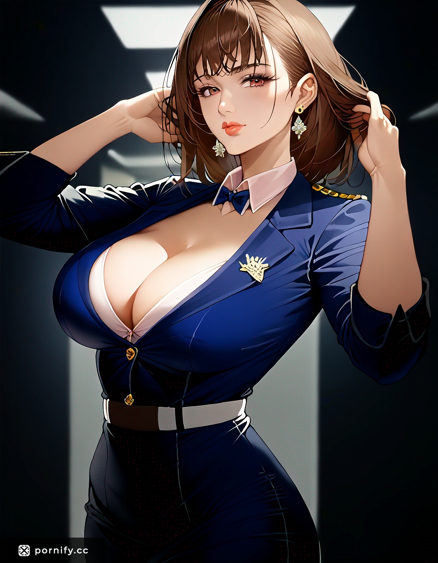 Anime Flight Attendant Shirt Lift - Petite Back View 🔥✈️