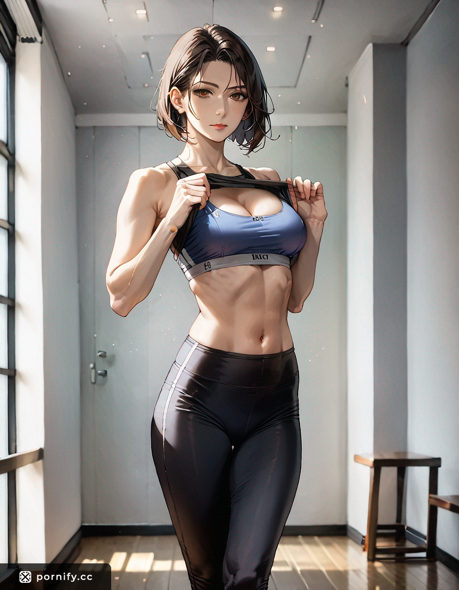 Anime Brunette in Yoga Outfit - Cumshot 💦🔥