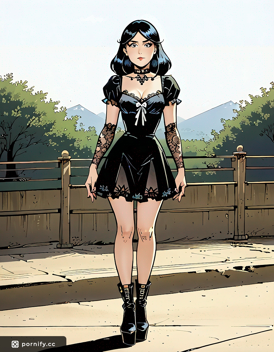 Goth Anime Babe - Front View 🖤🎀