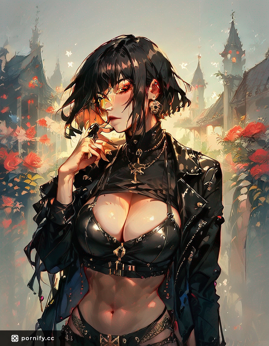 Petite Hentai Leather Babe - Big Breasts Front View 🔥