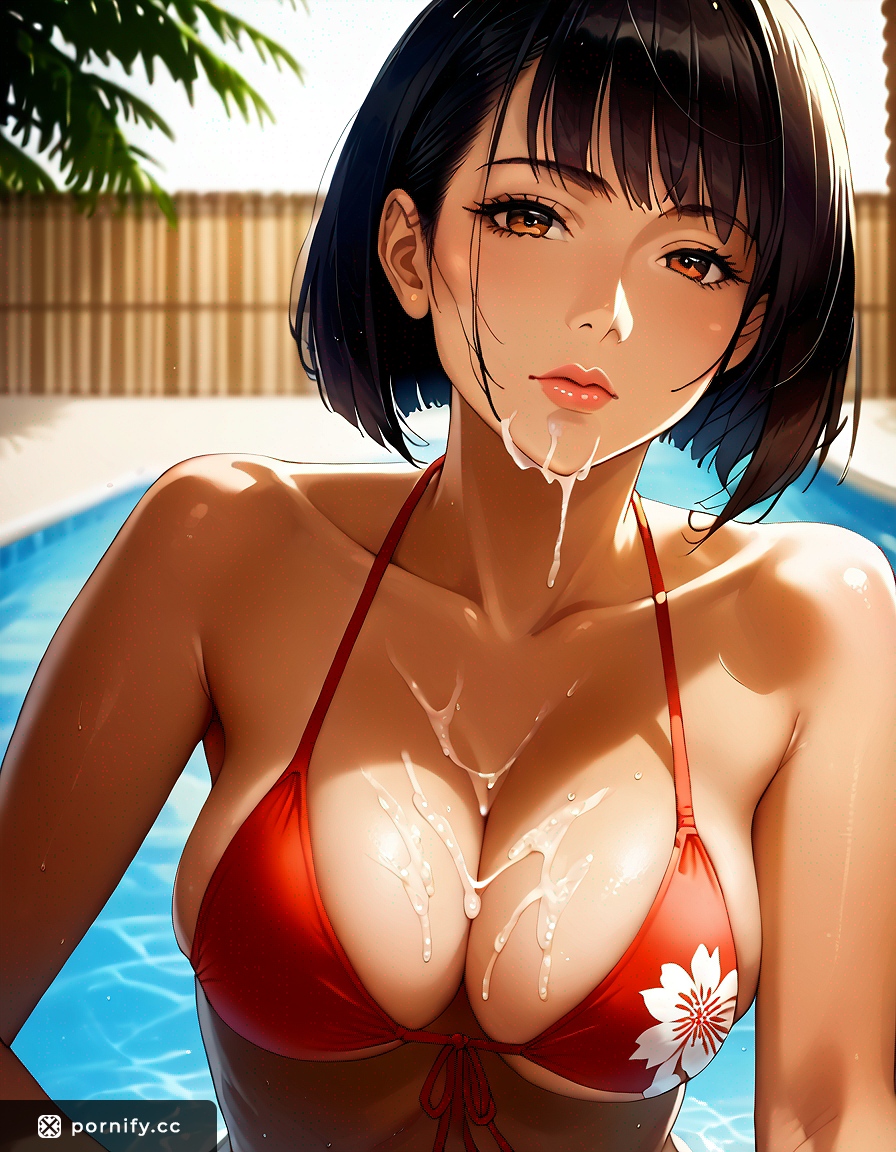 Anime Asian Bikini Cumshot - Poolside RPG