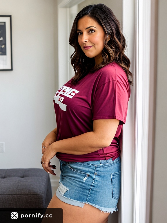 Curvy MILF in Oversized Shirt - Sexy Bedroom Pose 😍🔥