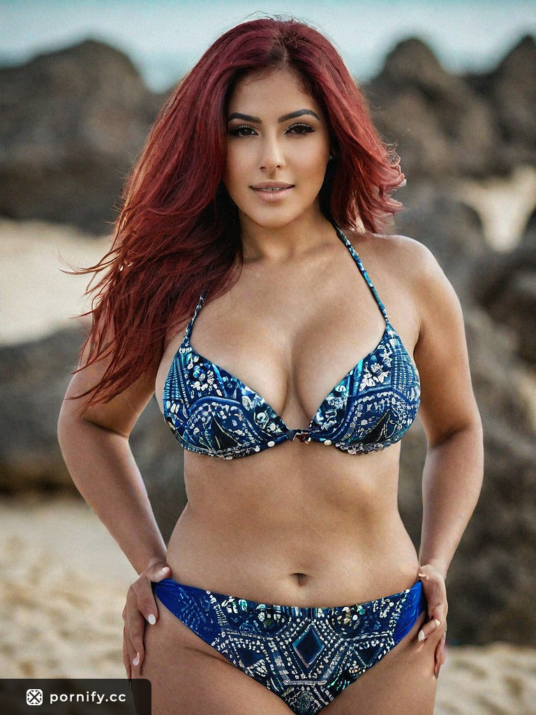 Curvy Middle Eastern Babe in Red Bikini Straddling on Beach | Pornify – Free  Premium® AI Porn