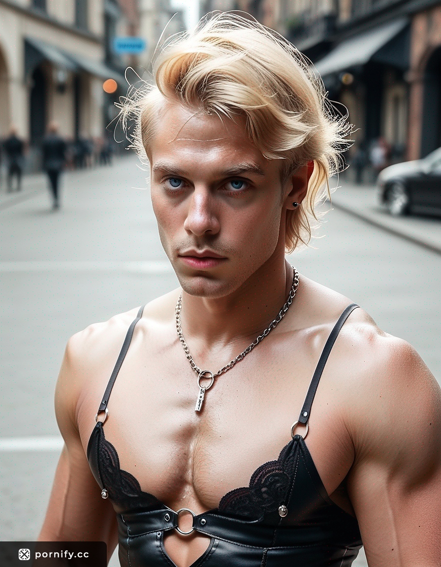 Gothic Blonde Curvy Guy - Outdoor Pose