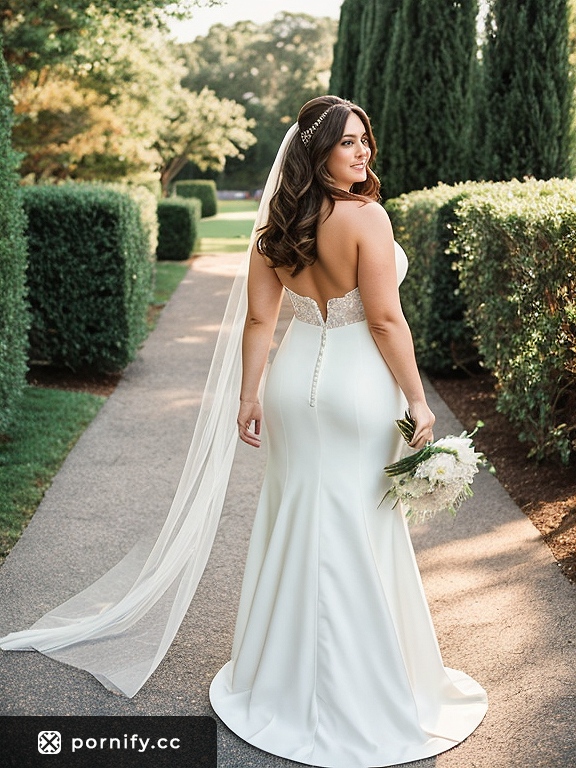Chubby Brunette in Wedding Dress - Sexy Back View 👰‍♀️🔥