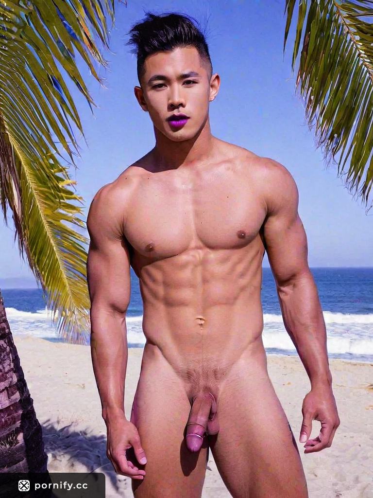 Asian Teen Muscle Hunk With Big Dick Gets Trimmed On The Beach