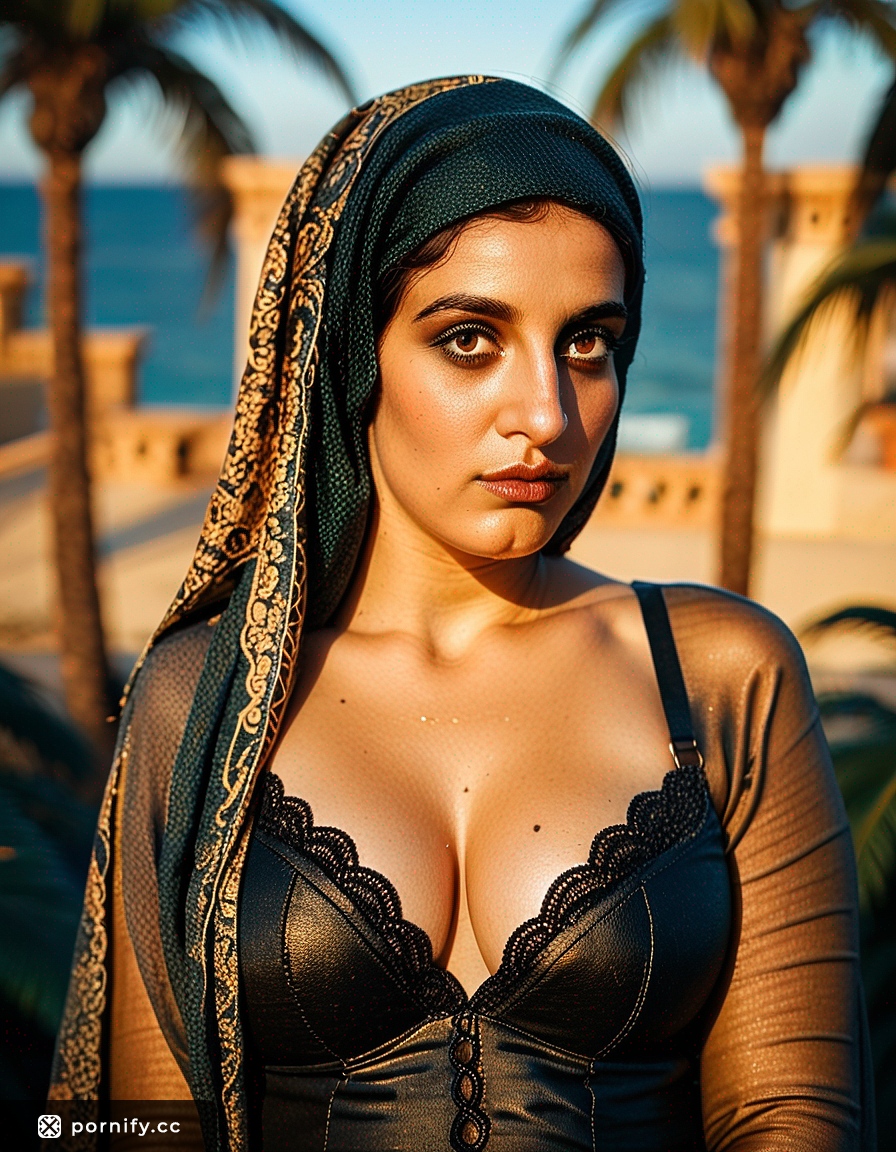 Curvy Hispanic Brunette in Hijab - Realistic Medieval Art 👗🌺