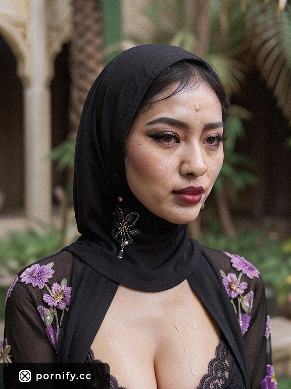 Hijab Asian Teen Cumshot - Purple Lipstick Bathroom Scene 💦🧕