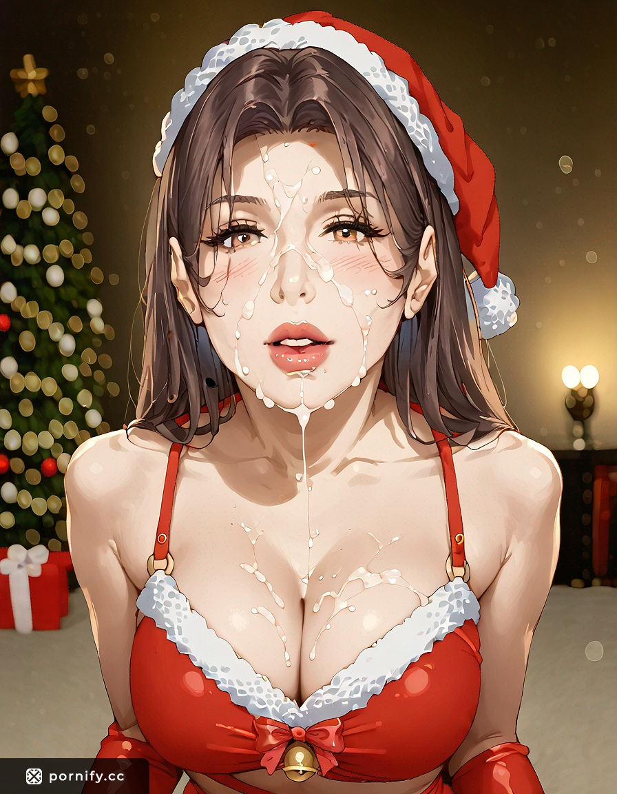 🎄Anime Brunette Sporty Cumshot - Festive AI Art