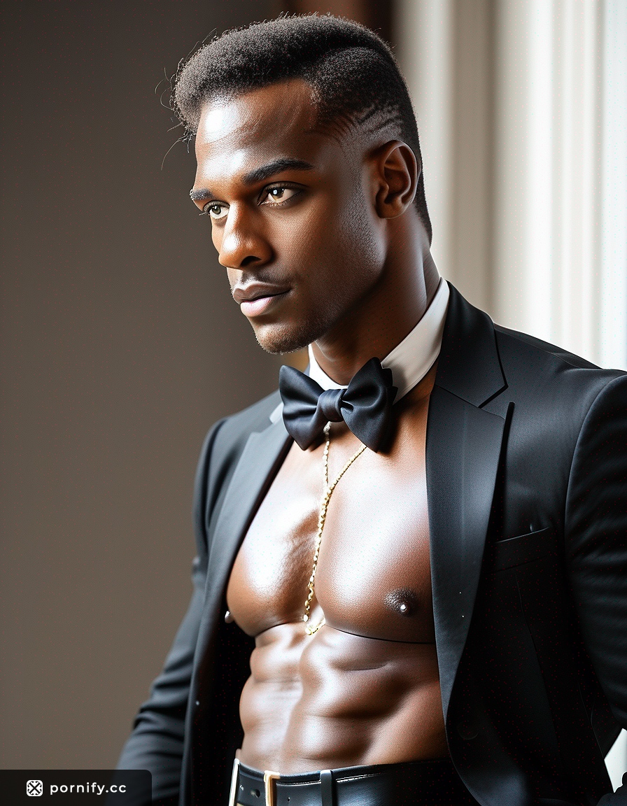 Fit Ebony DILF in Tuxedo - Sexy Bedroom Pose 🔥🛏️
