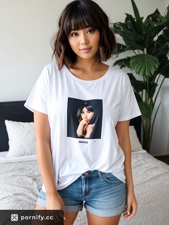 Chubby Girl Big Breasts Bedroom Pose - Oversized Shirt 🌟