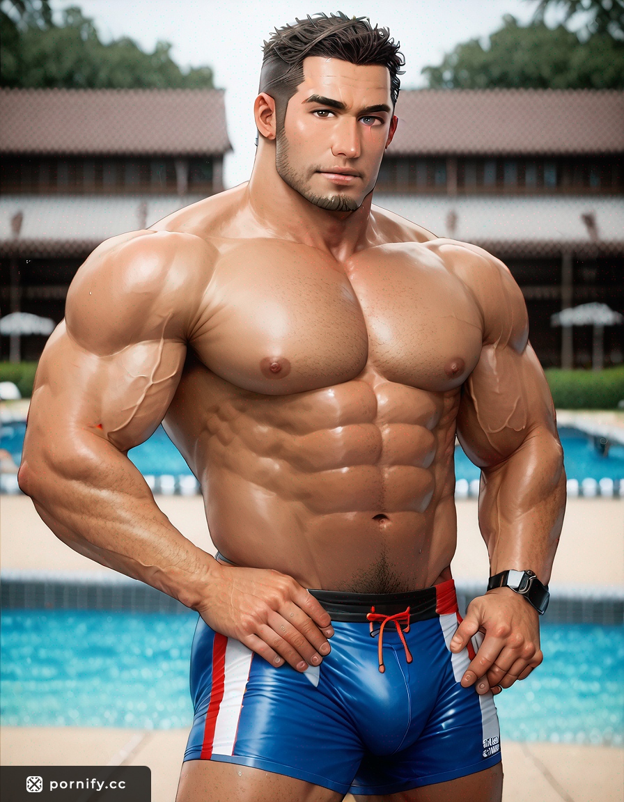 Muscular Asian Hunk Poolside - Big Cock Reveal 🏊‍♂️💪
