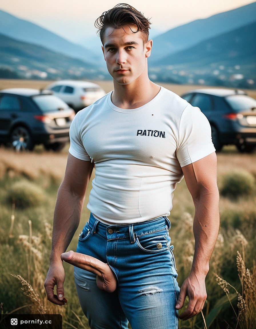 Chubby DILF in Jeans & T-Shirt Outdoor 🌳🔥