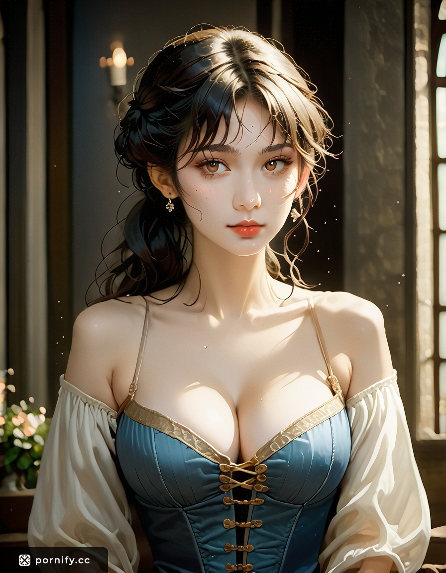 Anime Girl Black Hair Bangs Small Breasts Jeans Renaissance Art 🌸👖