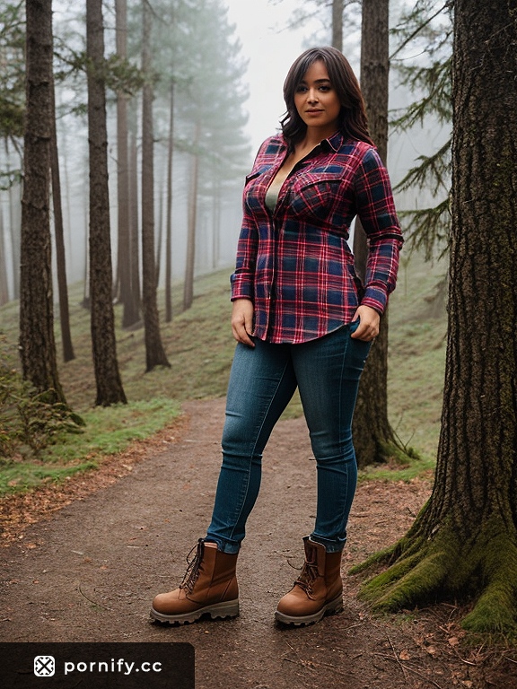Stocky Brunette Lumberjack Back View 🌲🔥