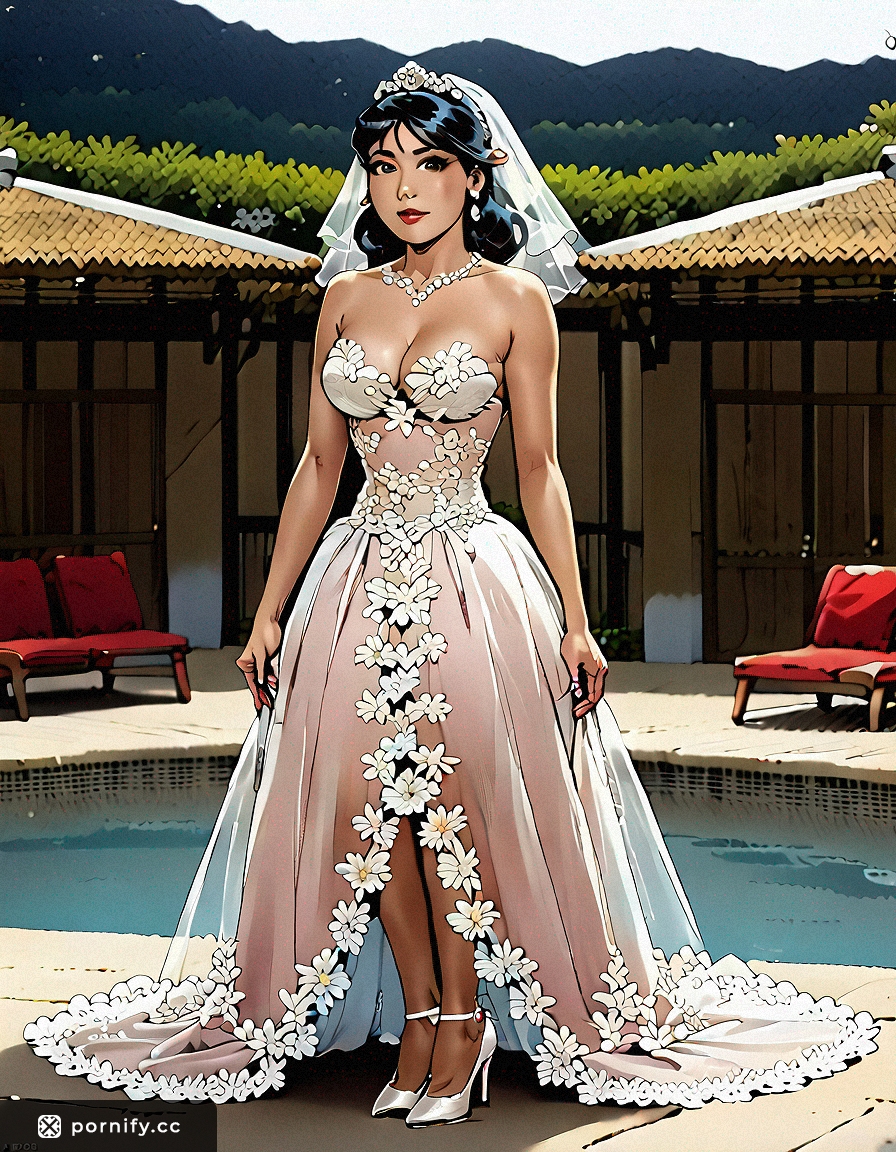 Asian Bride Cowgirl Pose - Sexy Beach Wedding Dress 🌊👰‍♀️🔥