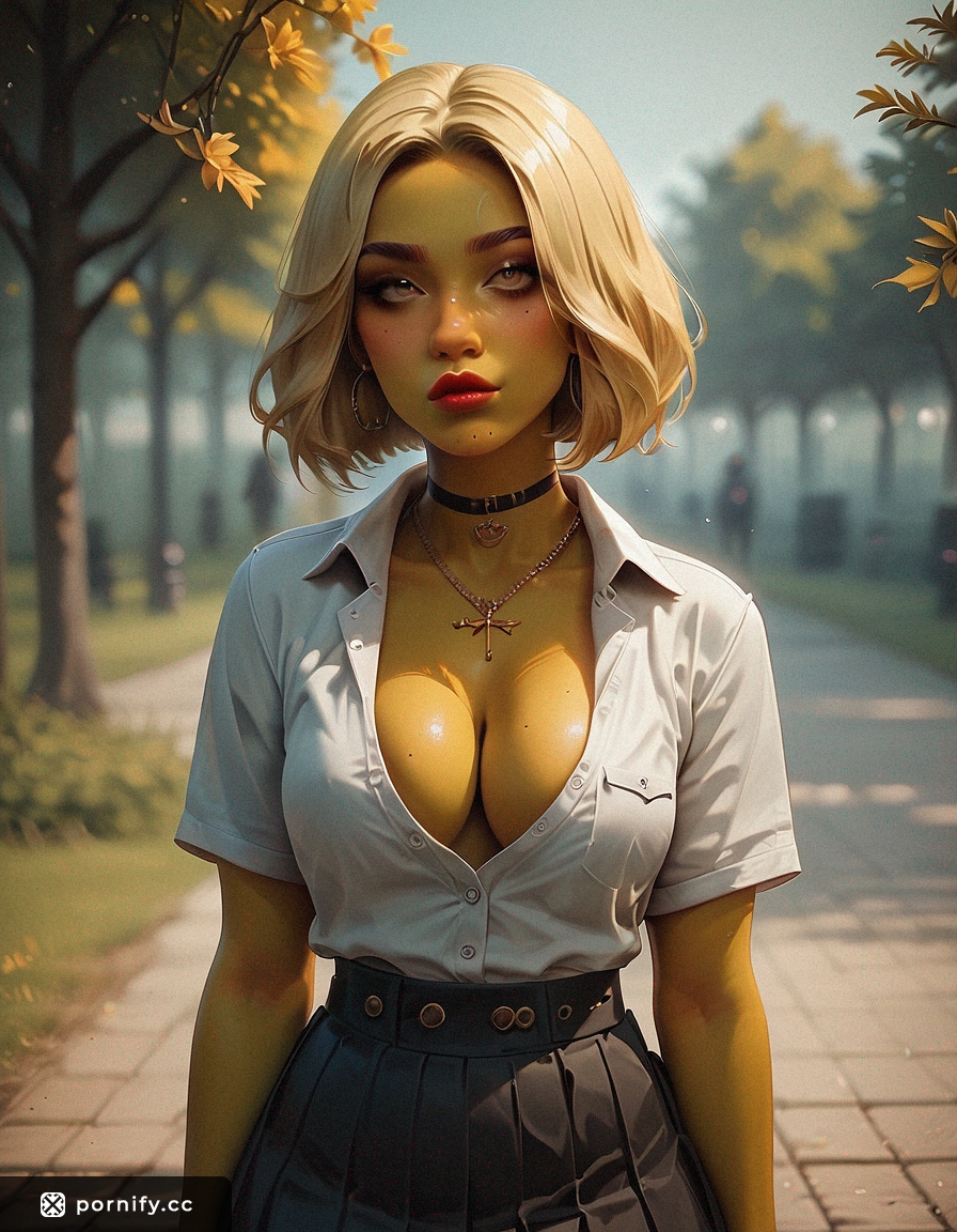 Angry Blonde Schoolgirl Workout - Petite Park Pose 💪🌳
