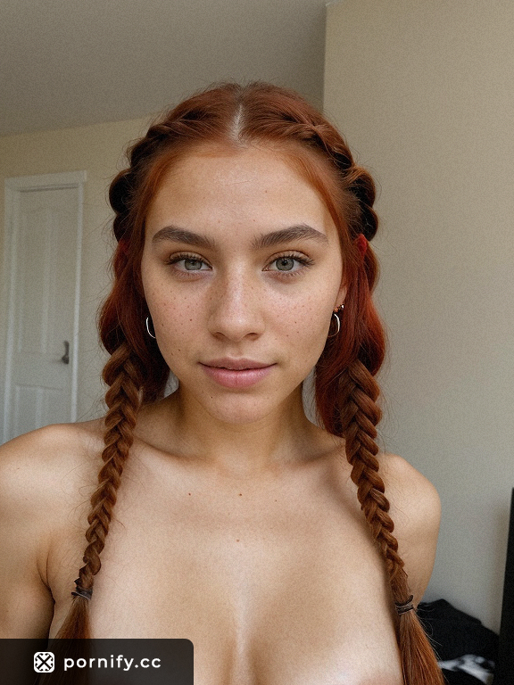 Red-haired French Teen with Braids in a Bedroom Hardcore Scene