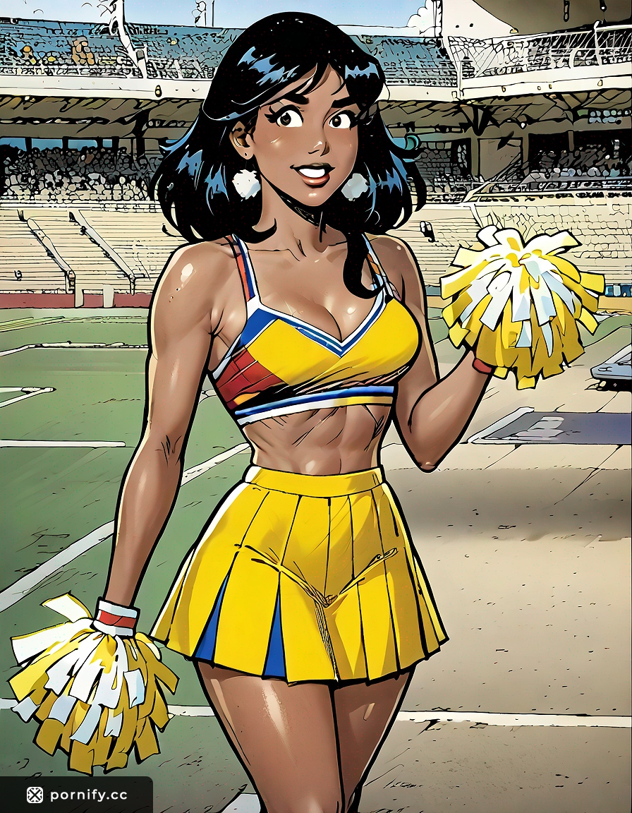 Muscular Ebony Cheerleader - Anime Babe 🏈✨