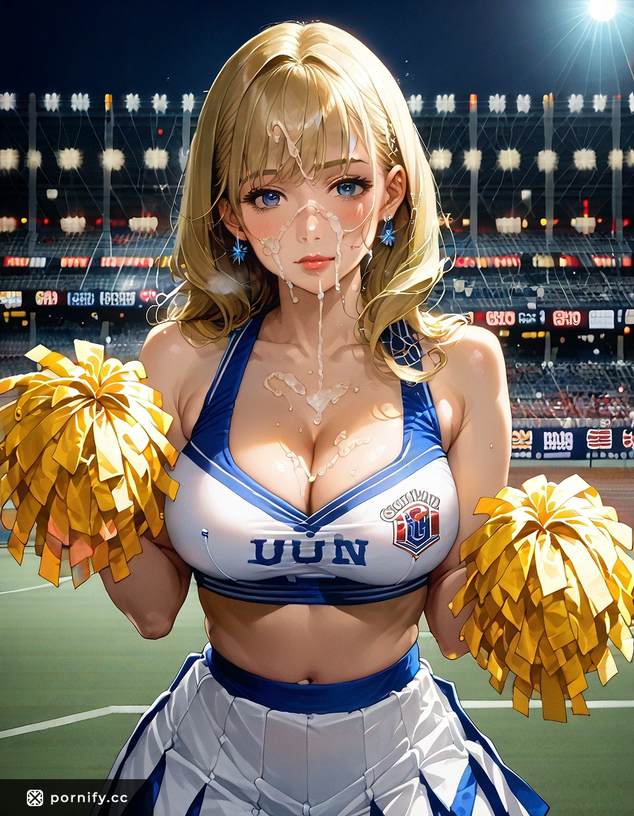 Cheerleader Cumshot Back View - Curvy Blonde Anime Babe 🌟💦