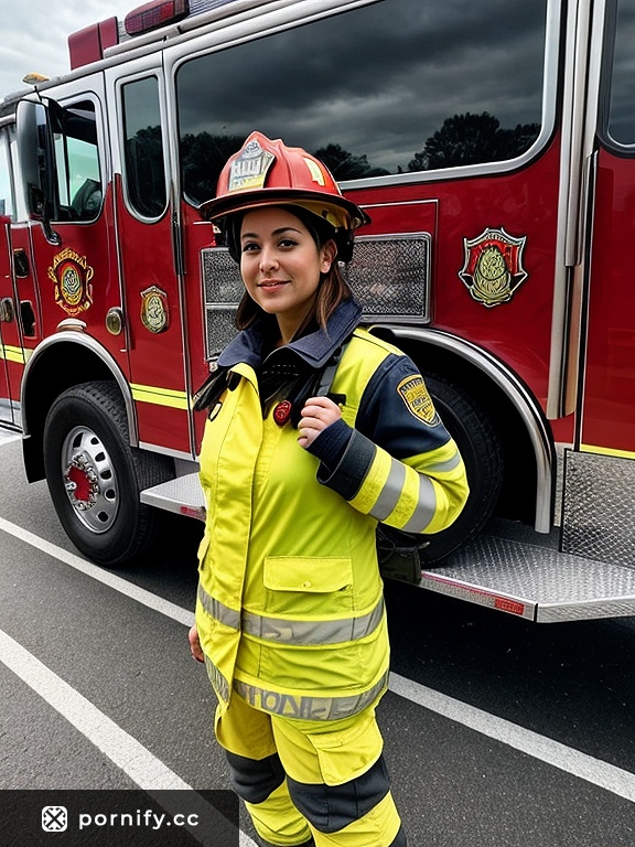 🔥 Female Firefighter in Uniform - Front View