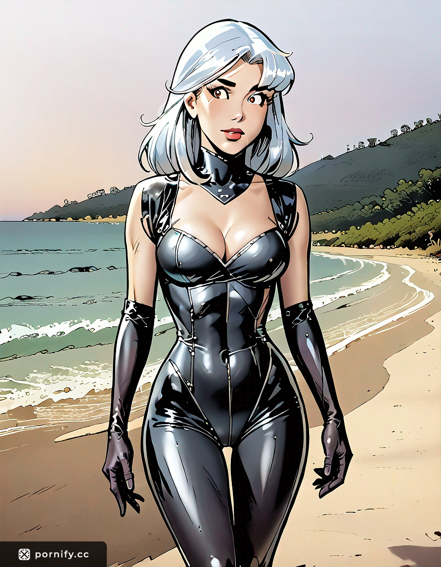 Anime Girl in Latex Outfit on Beach 🌊👙🦸‍♀️