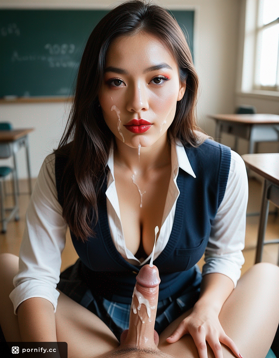 Asian Schoolgirl Cumshot - Sexy Studio Pose 💦🎓