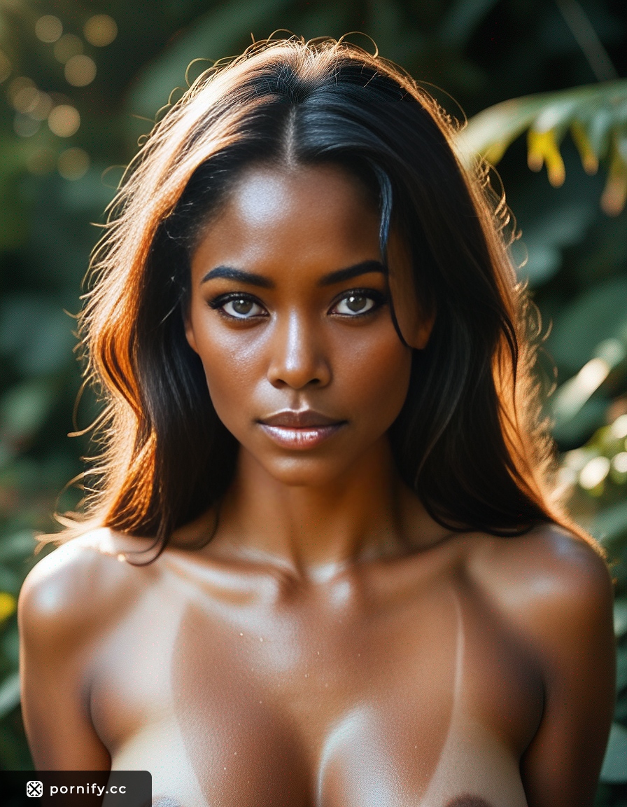 Ebony Beauty Front View - Hyperrealistic AI Art 🌟🔥