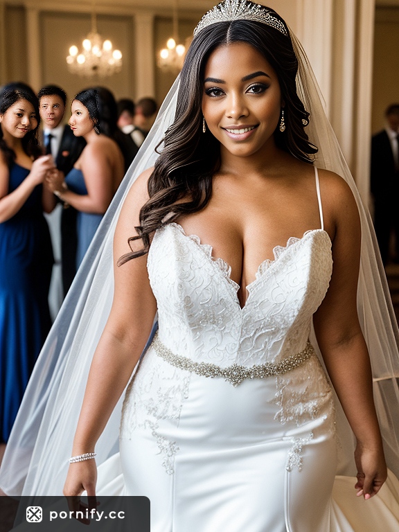 Curvy Ebony Bride in Wedding Dress - Back View 👰🏿‍♀️✨