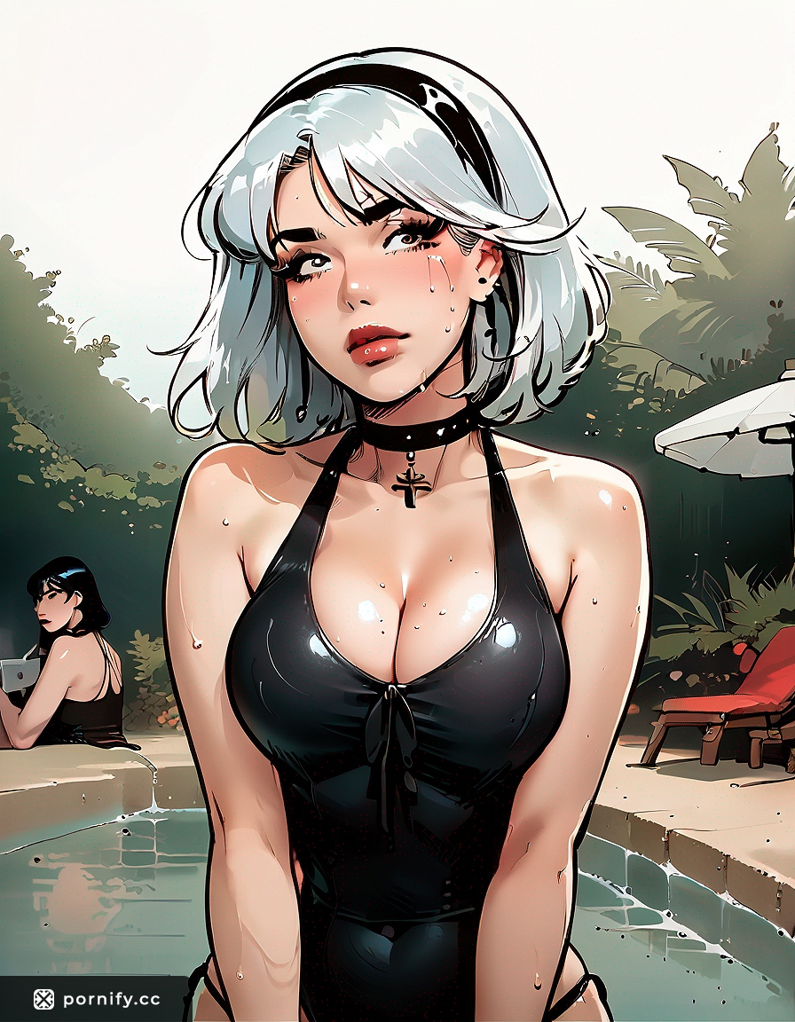 Hentai Swimsuit Poolside Front View - Big Tear-Drop Breasts 🌊👙🔥