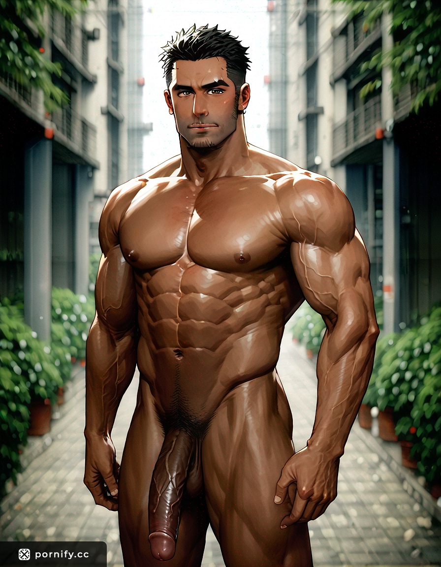 Muscular Tanned Anime Guy - Outdoor Nude 🌟🔥