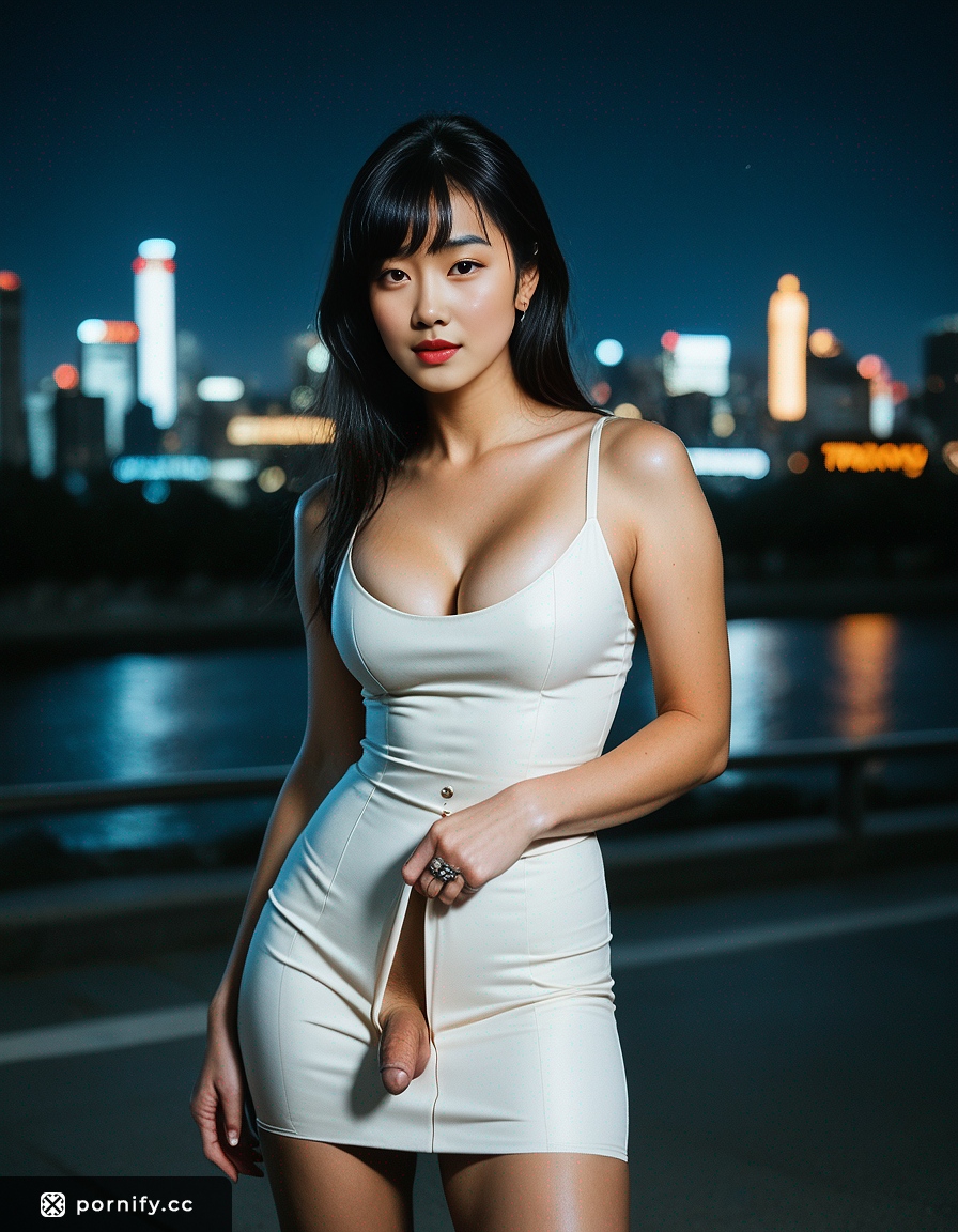 Asian Transgender in Pencil Dress - Petite Cityscape Model 🌆👗