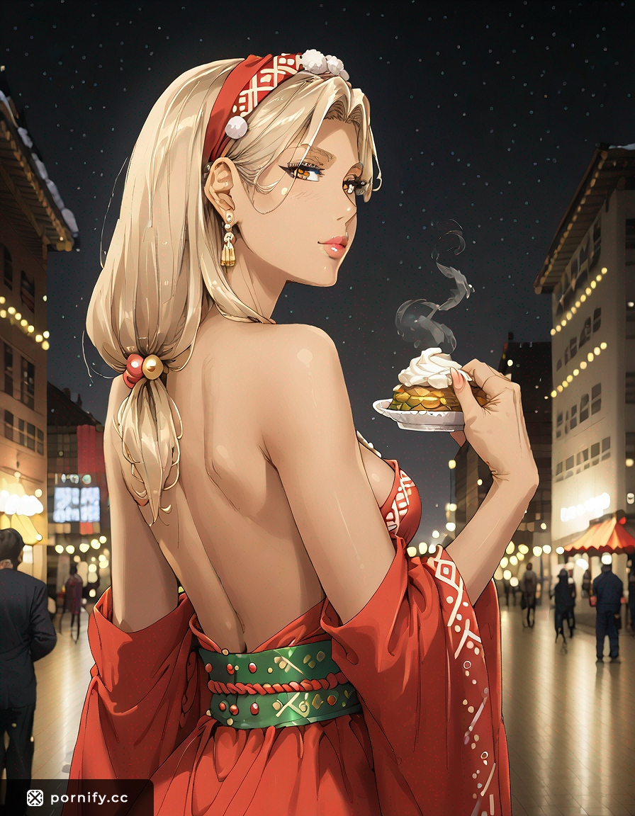 Anime Hispanic Blonde Food Tease - Christmas Tribal 🌟🍒