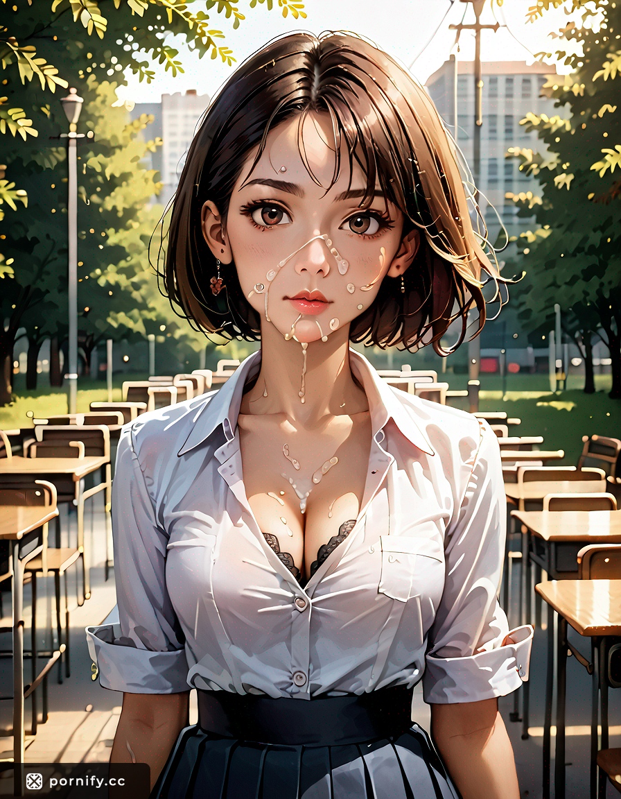 Anime Schoolgirl Back View Cumshot - Brunette Park Scene 💦🏫