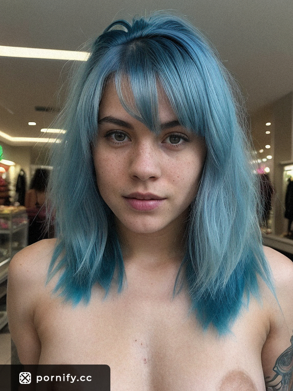 Sexy Swedish Teen with Photorealistic Blue Hair Cooks Up a Storm in a Shopping Mall