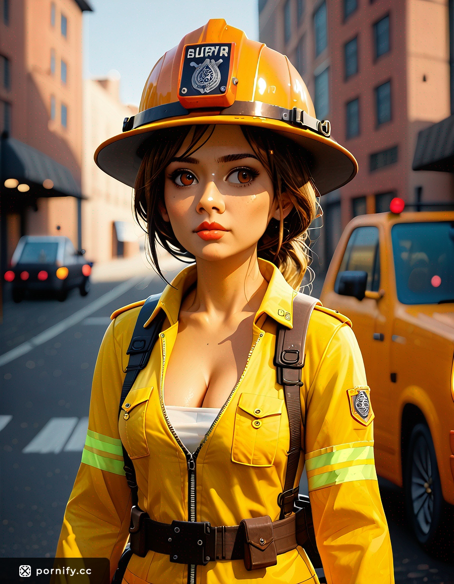 🔥 Firefighter Anime Babe - Back View Pose