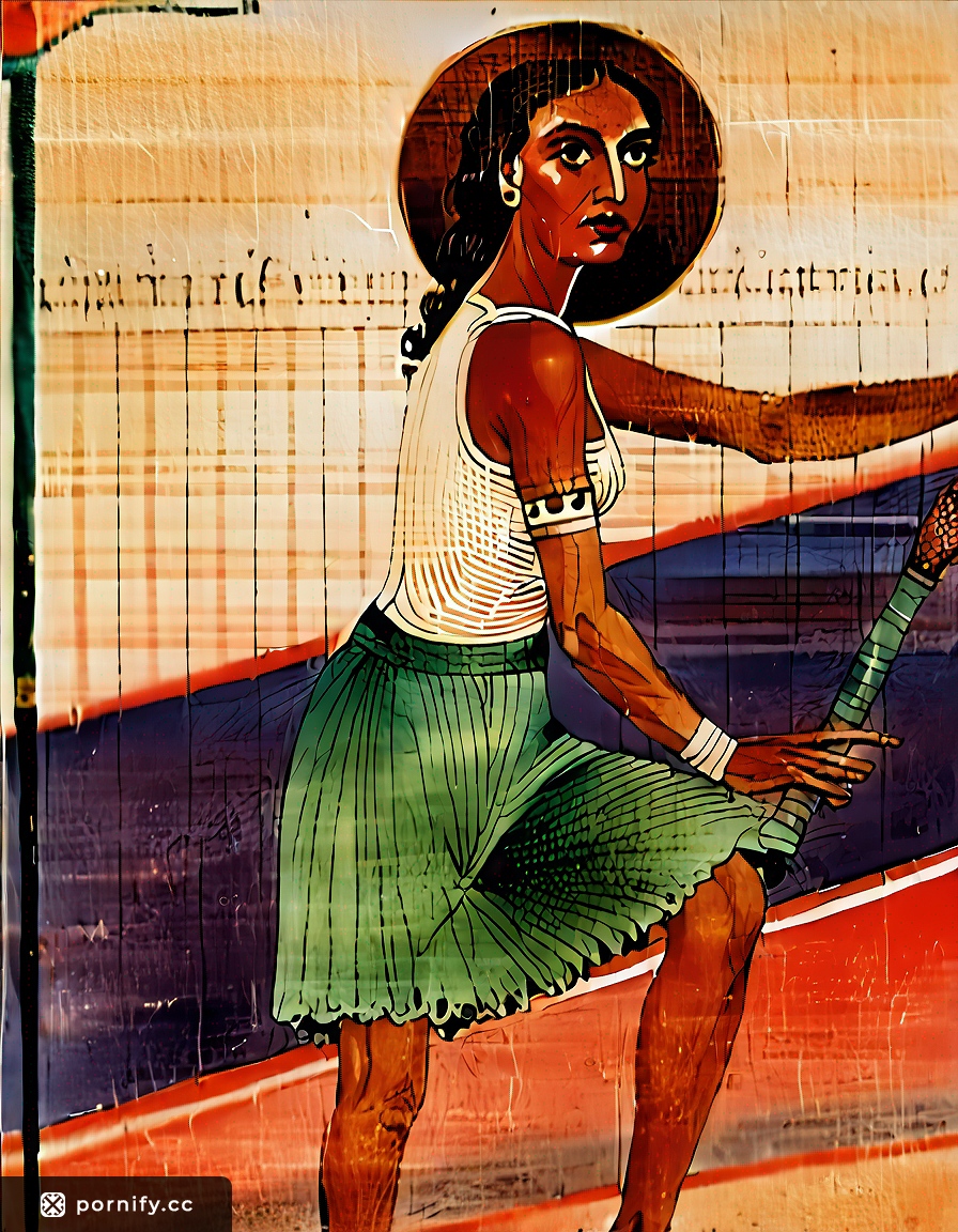 Ebony Tennis Anime Beauty - Medieval Art Style 🎾⚔️