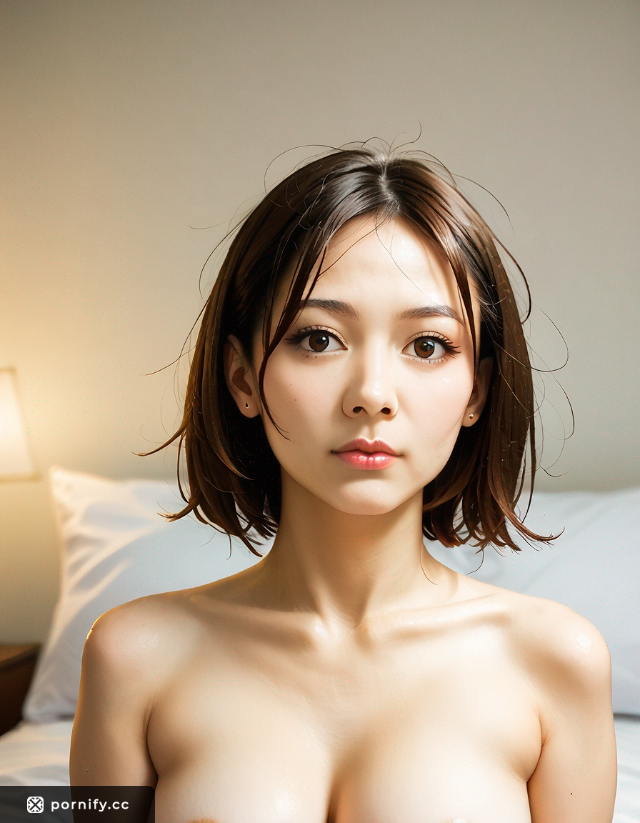 Asian Brunette Nude Anime Girl - Slim Bedroom Pose 🌸🛏️