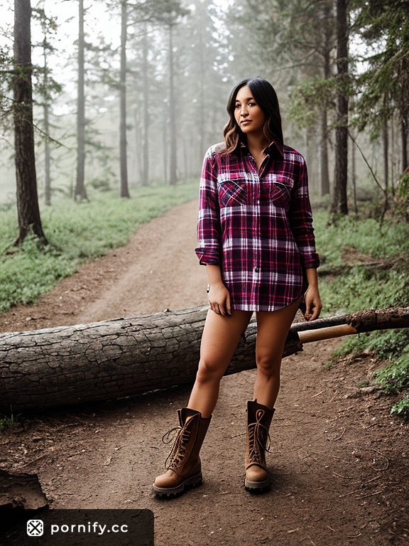 Fair Skin Beauty in Lumberjack Top Poolside 🌲🏊‍♀️