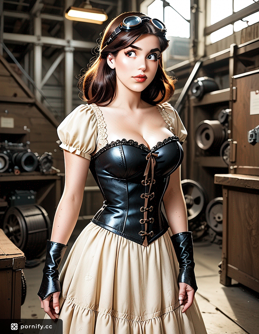 Steampunk Brunette Back View - Curvy Beauty 🔥⚙️