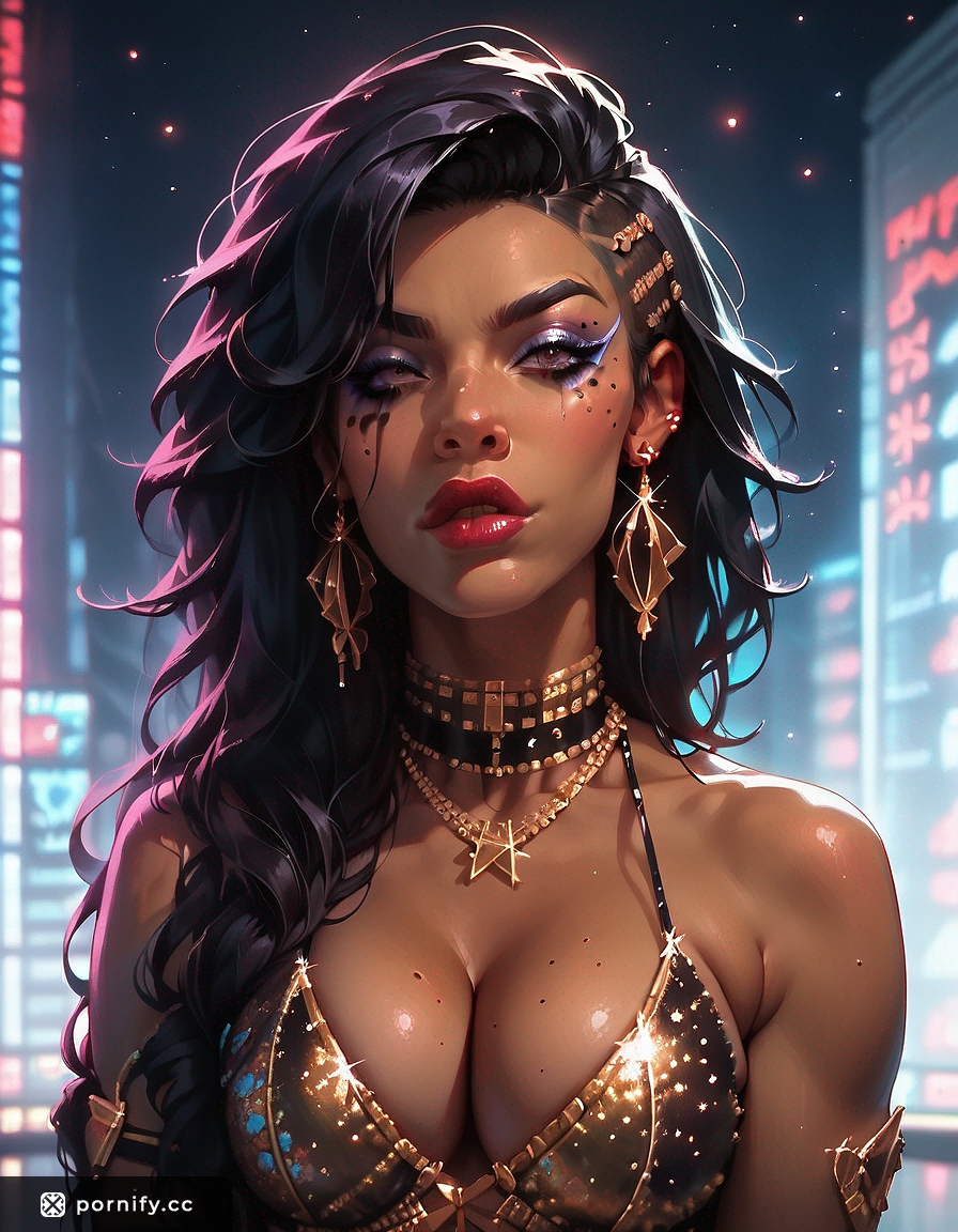 Ebony Pop Star AI Hentai - 3D Cityscape 💃🏿🏙️