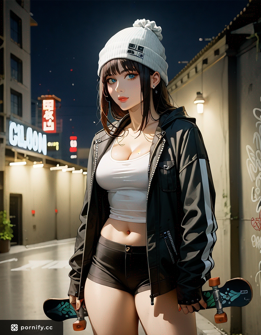 Curvy Anime Girl Skatepark Style 🛹👙