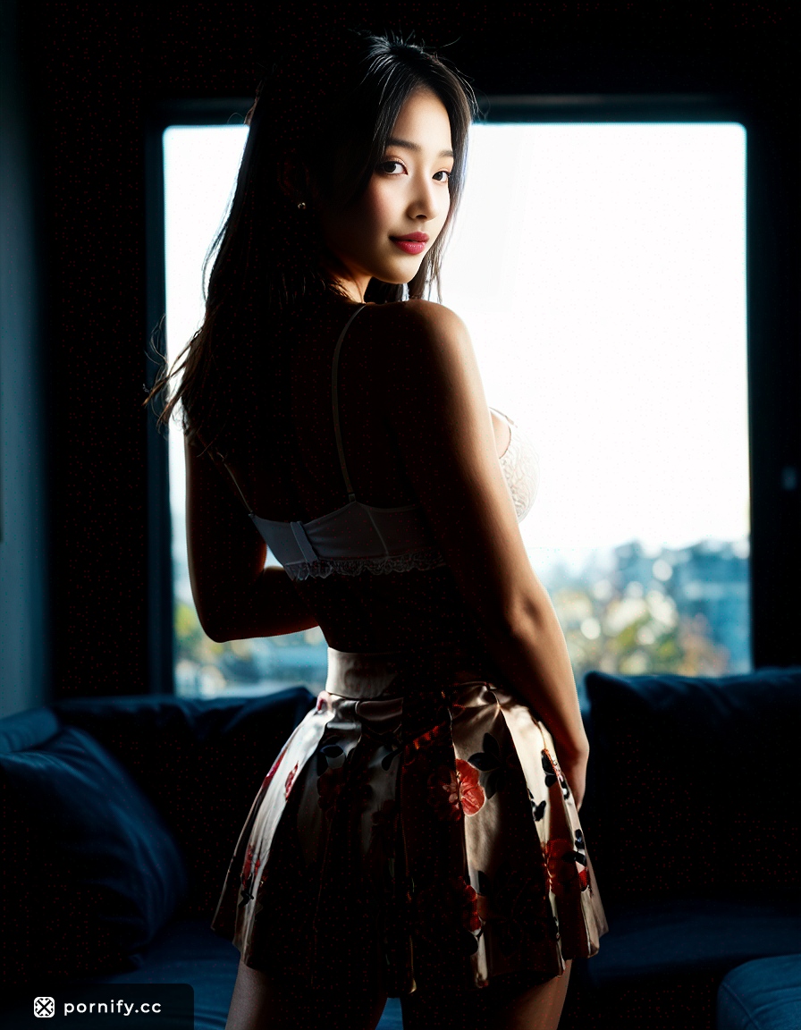 Asian Beauty Back View in Skirt 🍑👗