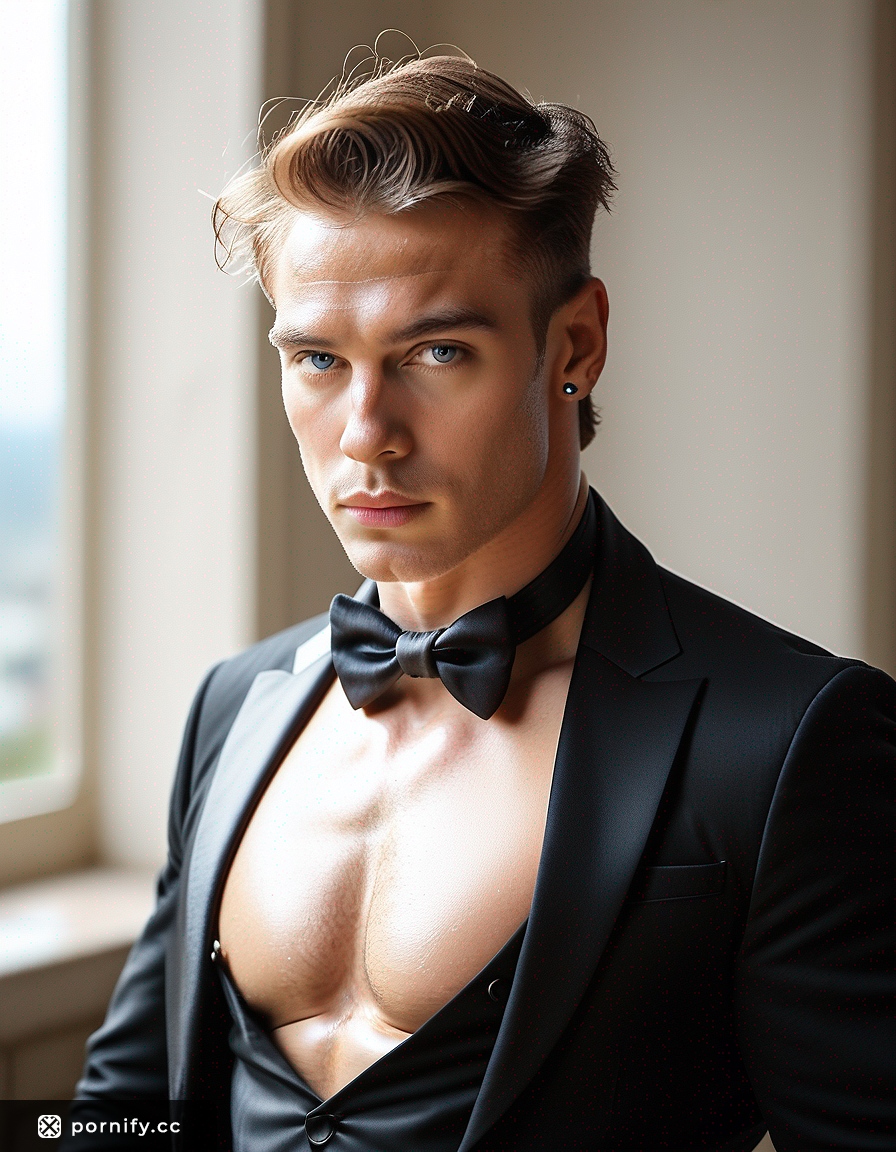 Young Fit Brunette in Tuxedo - Huge Cock in Bathroom 🚽🔥