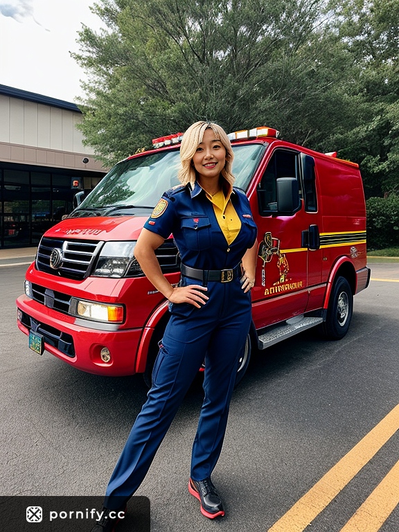 🔥 Asian MILF Firefighter - Front View Photo